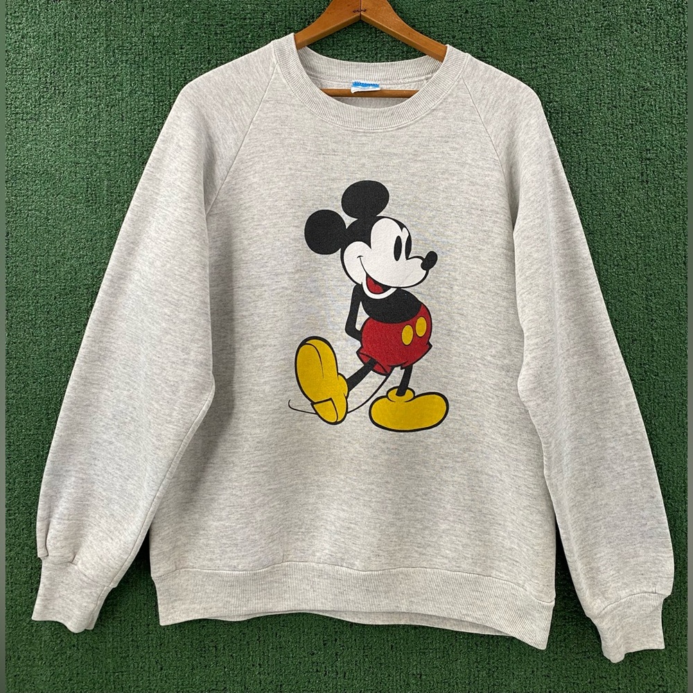 Vintage 80’s Mickey Mouse Disney Raglan Sweatshirt Men’s Size Large USA Made